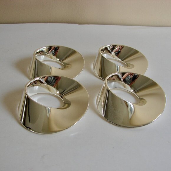 Silver Plated Napkin Rings Wedgwood Twist Napkin Rings Set of 4 Modern Hallmark - Picture 7 of 13